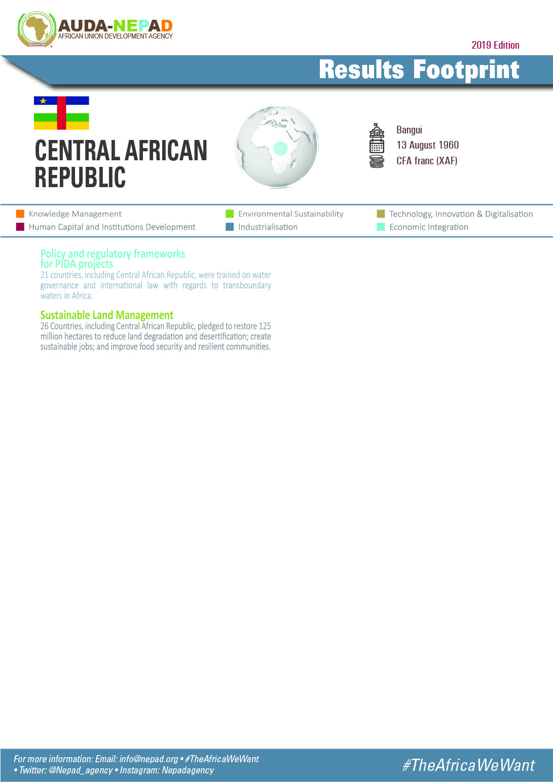 2019 AUDA-NEPAD Footprint: Country Profiles: Central African Republic