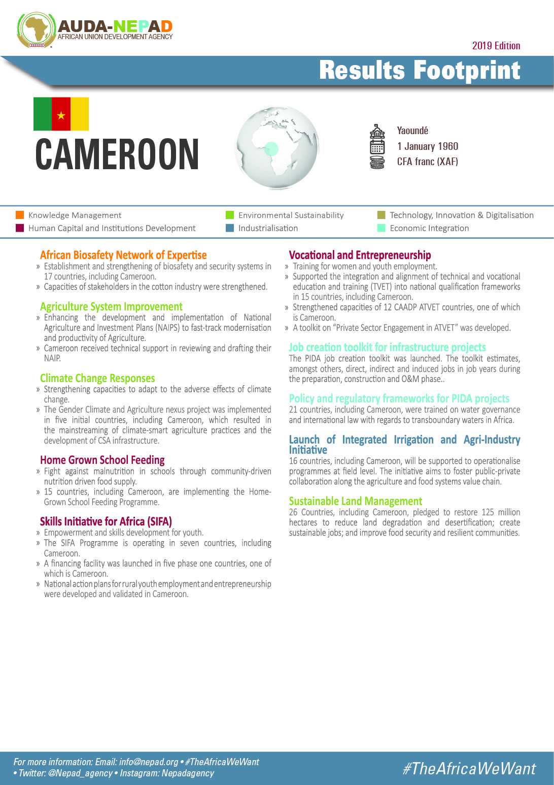 2019 AUDA-NEPAD Footprint: Country Profiles: Cameroon