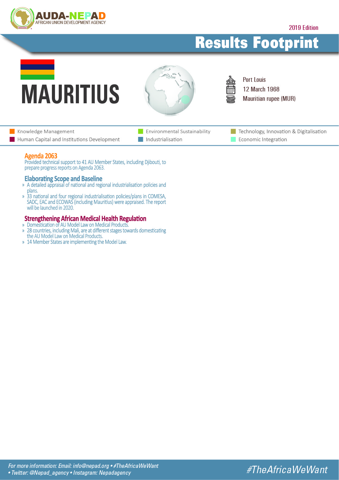 2019 AUDA-NEPAD Footprint: Country Profiles: Mauritius