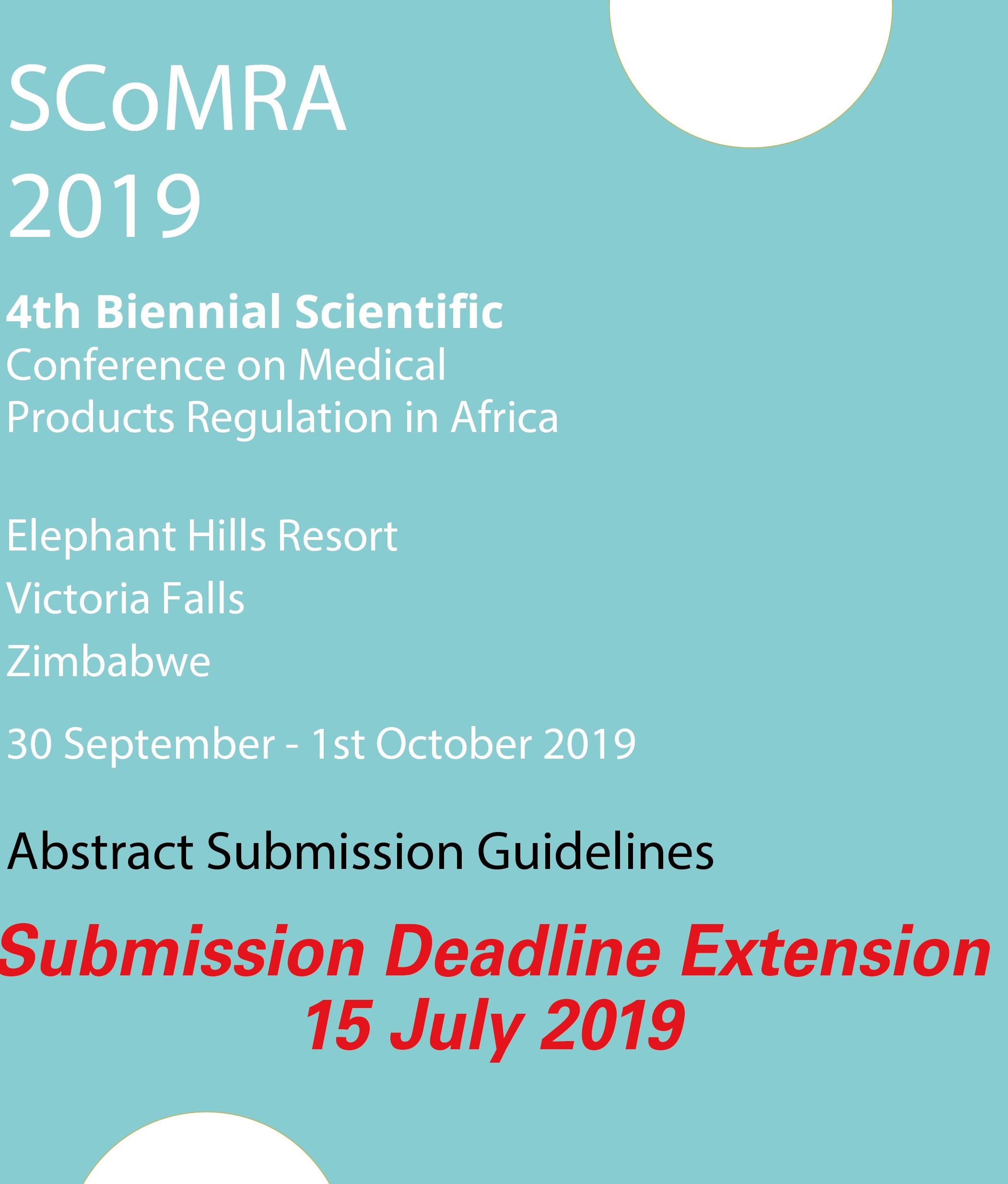 SCoMRA 2019: Abstract Submission Deadline Extension: 15 July 2019