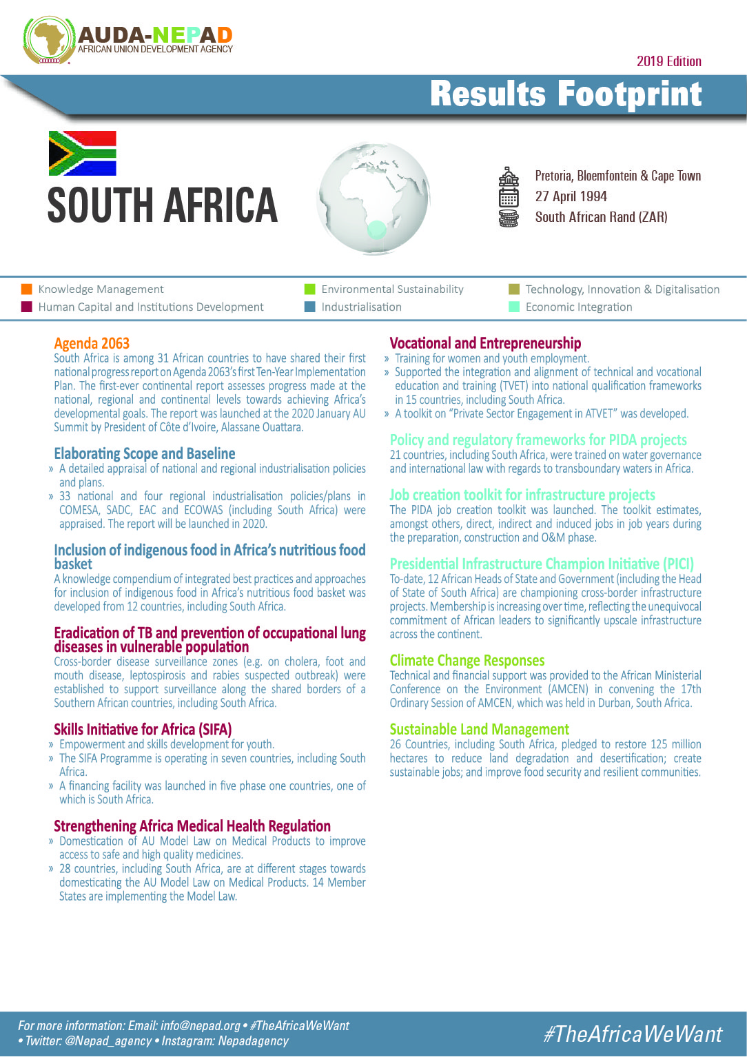 2019 AUDA-NEPAD Footprint: Country Profiles: South Africa